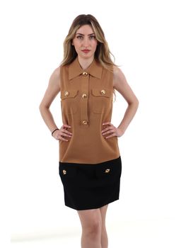 Abito Elisabetta Franchi AM31B62E2 da donna daino e nero.